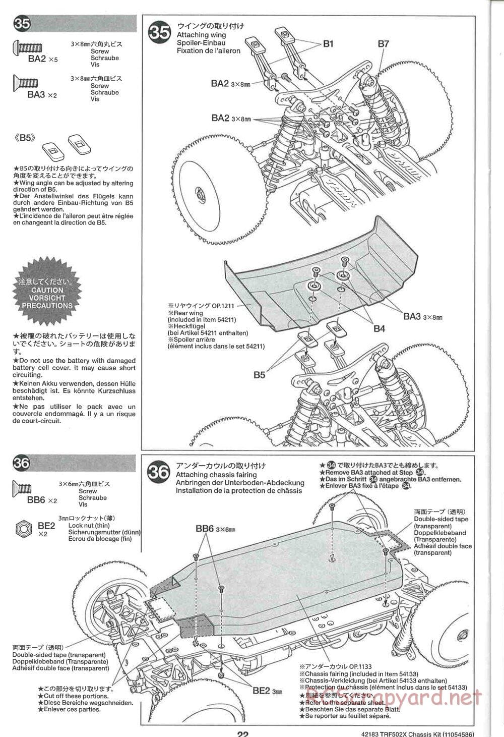 Tamiya - TRF502X Chassis - Manual - Page 22