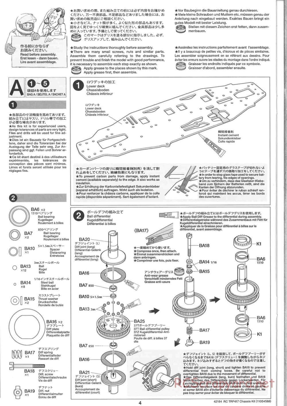 Tamiya - TRF417 Chassis - Manual - Page 4