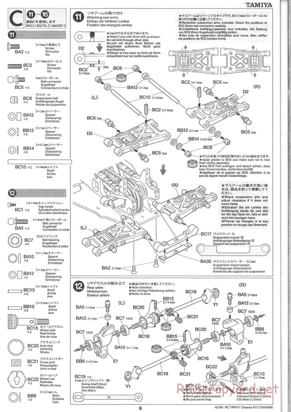 Tamiya - TRF417 Chassis - Manual - Page 9