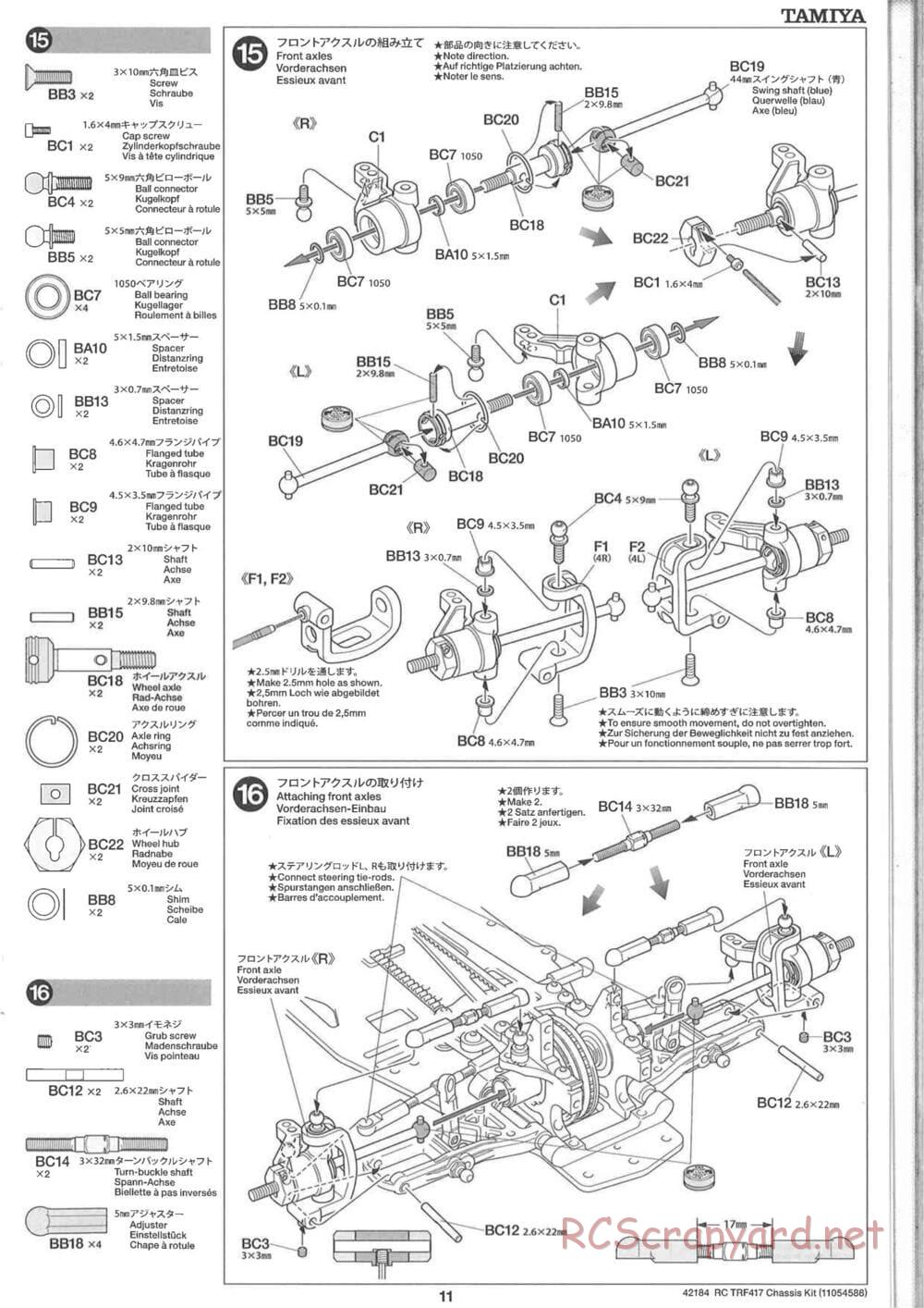Tamiya - TRF417 Chassis - Manual - Page 11