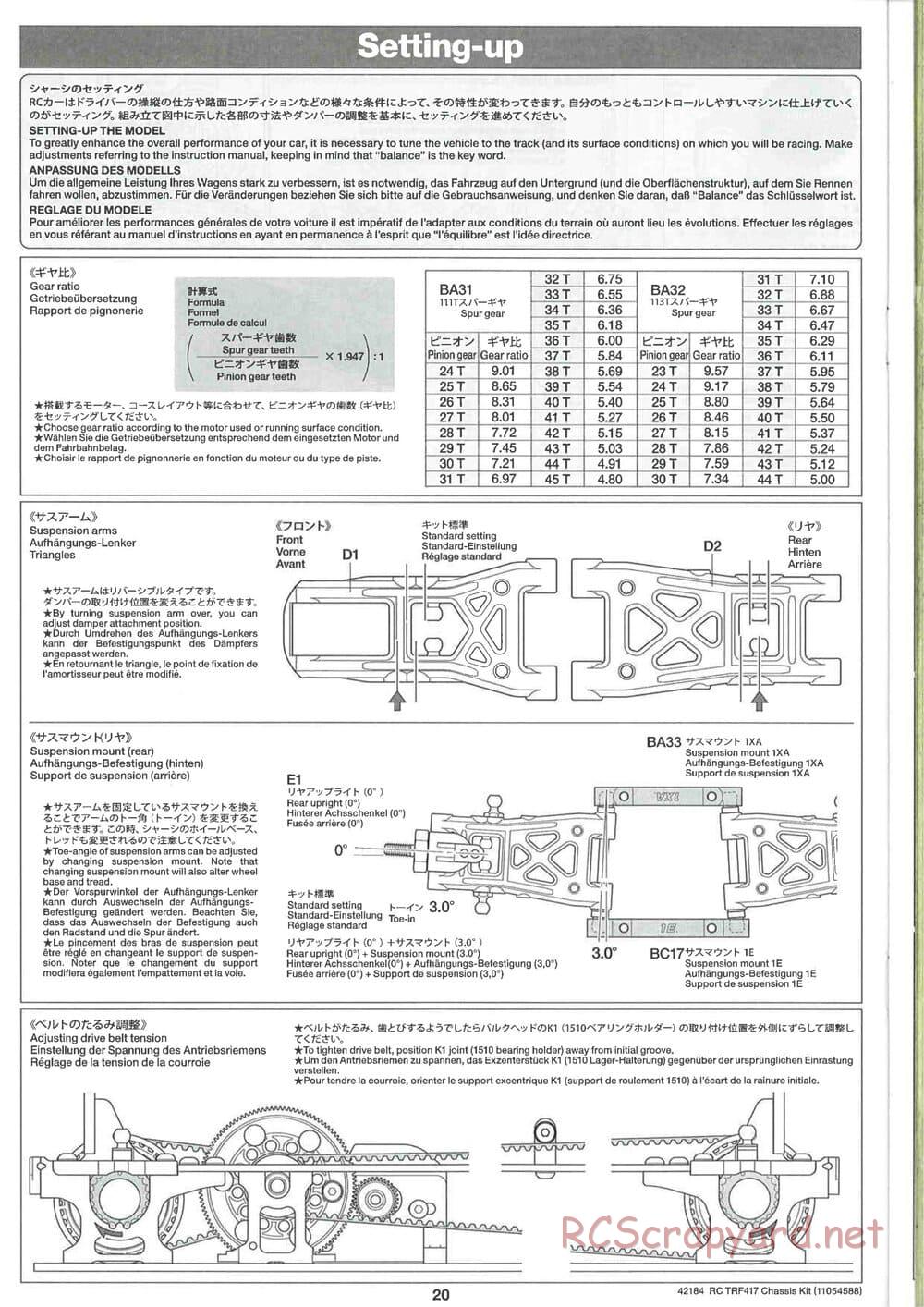 Tamiya - TRF417 Chassis - Manual - Page 20