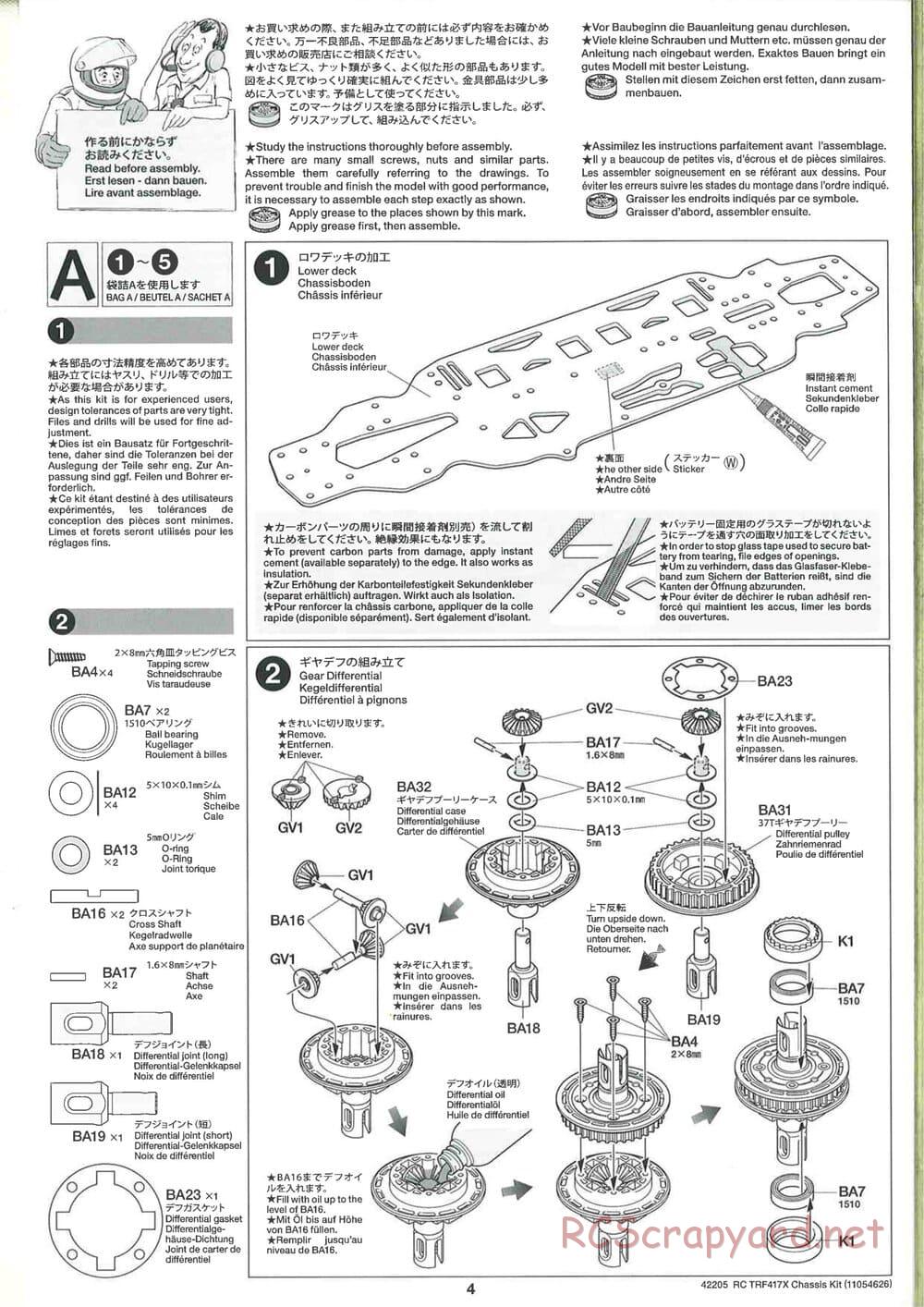 Tamiya - TRF417X Chassis - Manual - Page 4