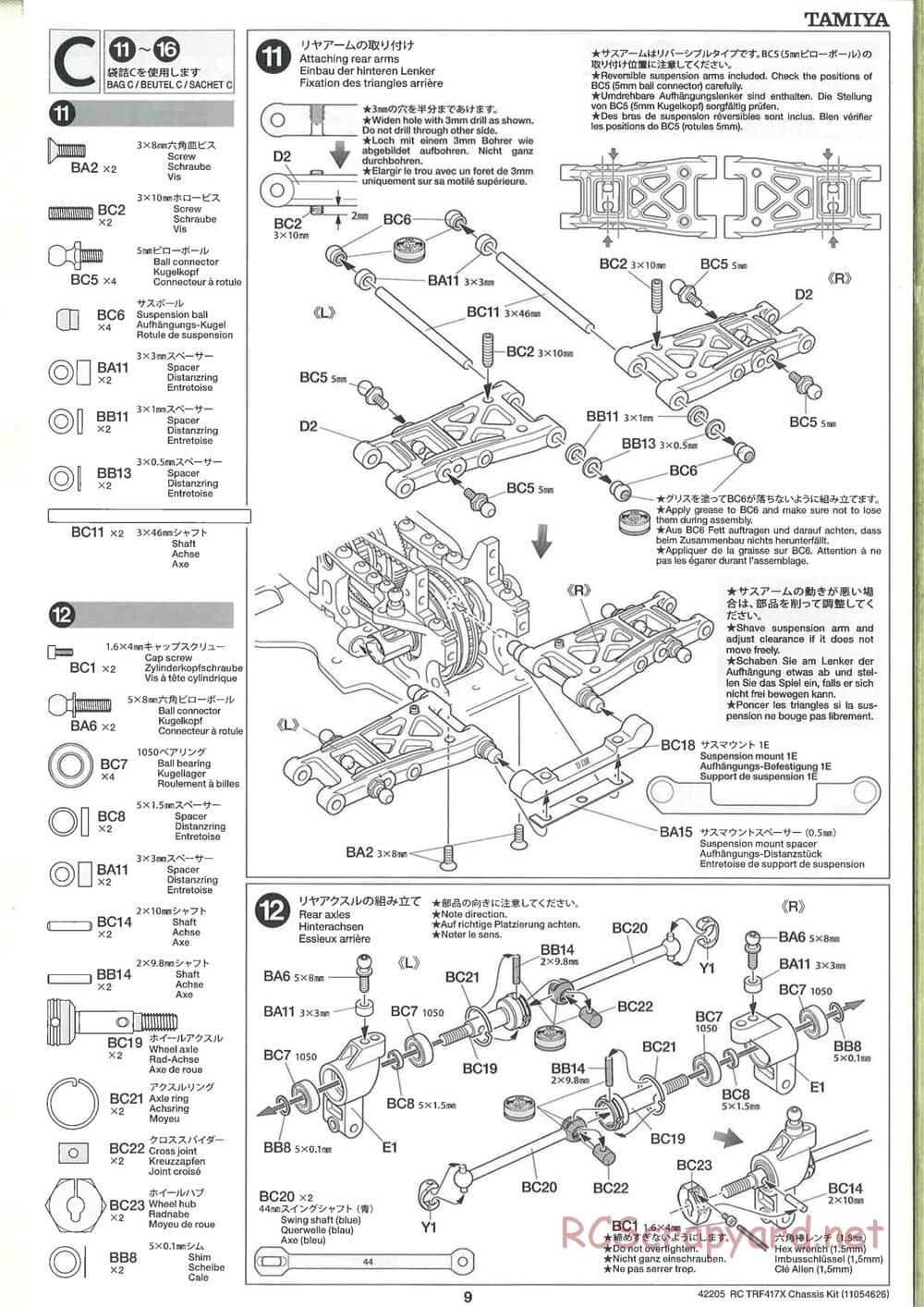 Tamiya - TRF417X Chassis - Manual - Page 9