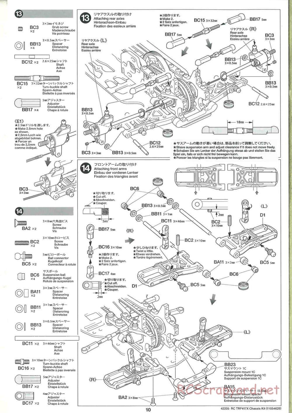 Tamiya - TRF417X Chassis - Manual - Page 10