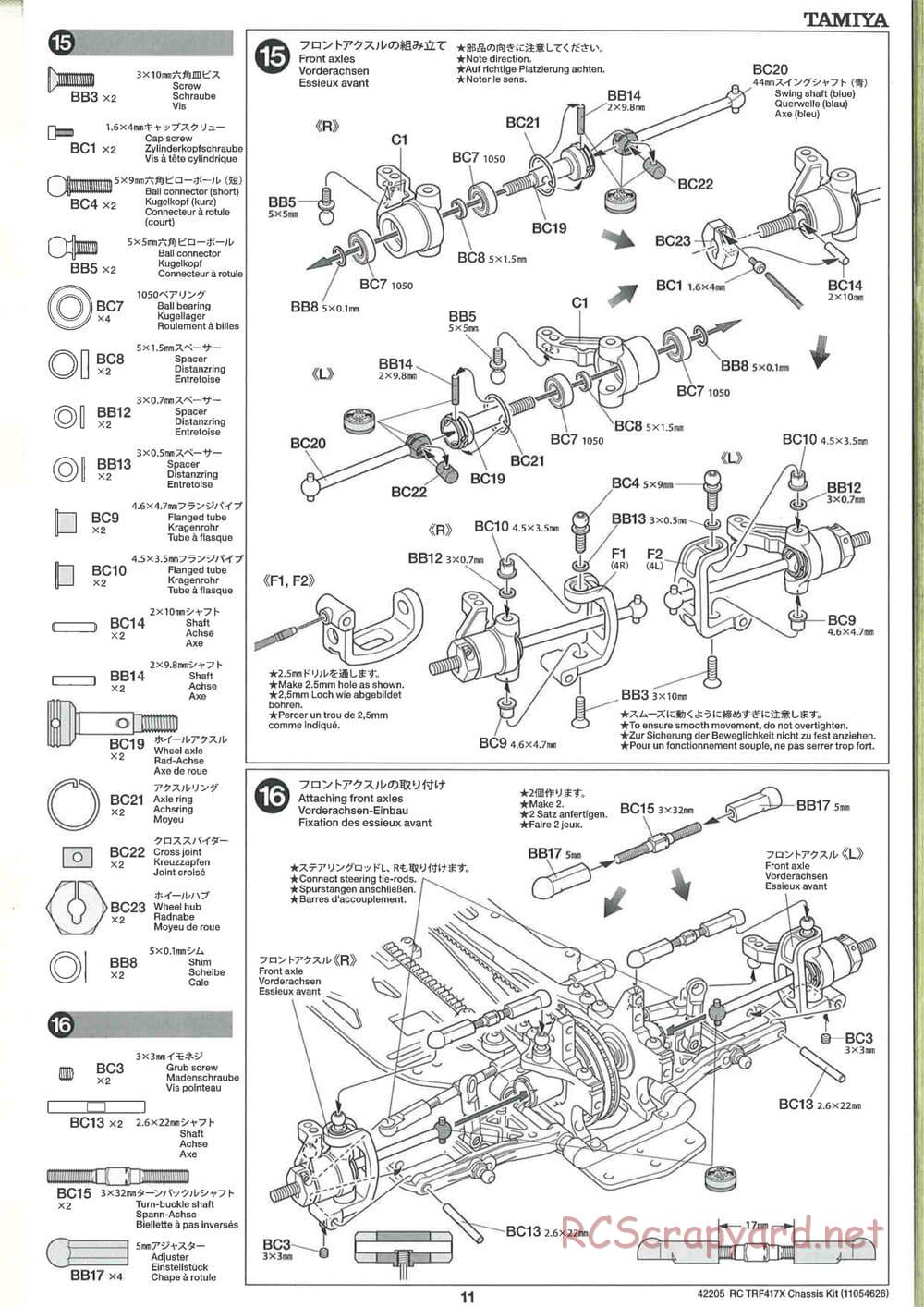 Tamiya - TRF417X Chassis - Manual - Page 11