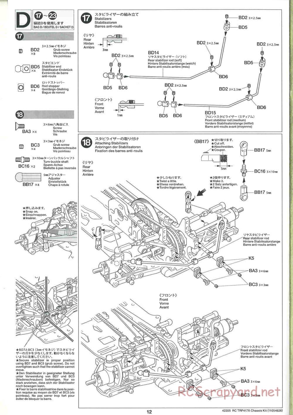 Tamiya - TRF417X Chassis - Manual - Page 12
