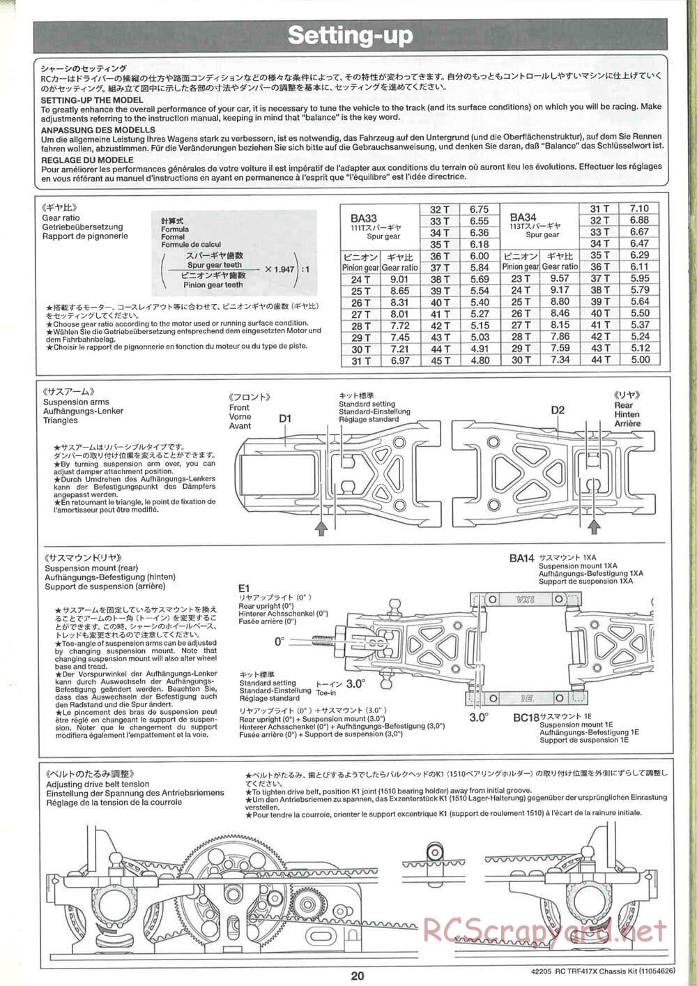 Tamiya - TRF417X Chassis - Manual - Page 20