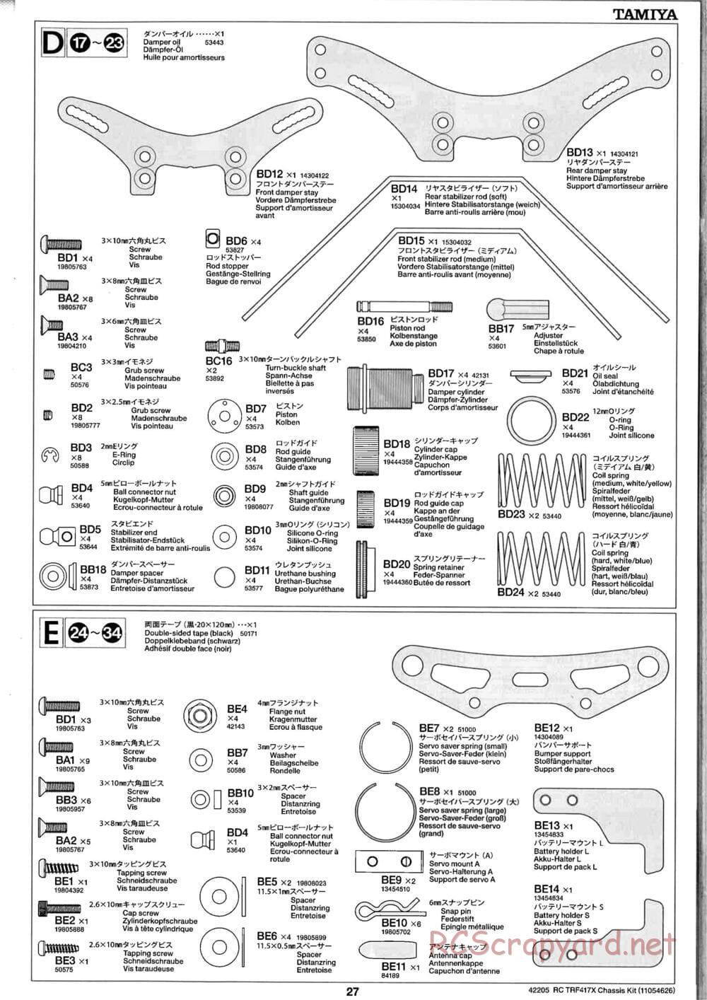 Tamiya - TRF417X Chassis - Manual - Page 27
