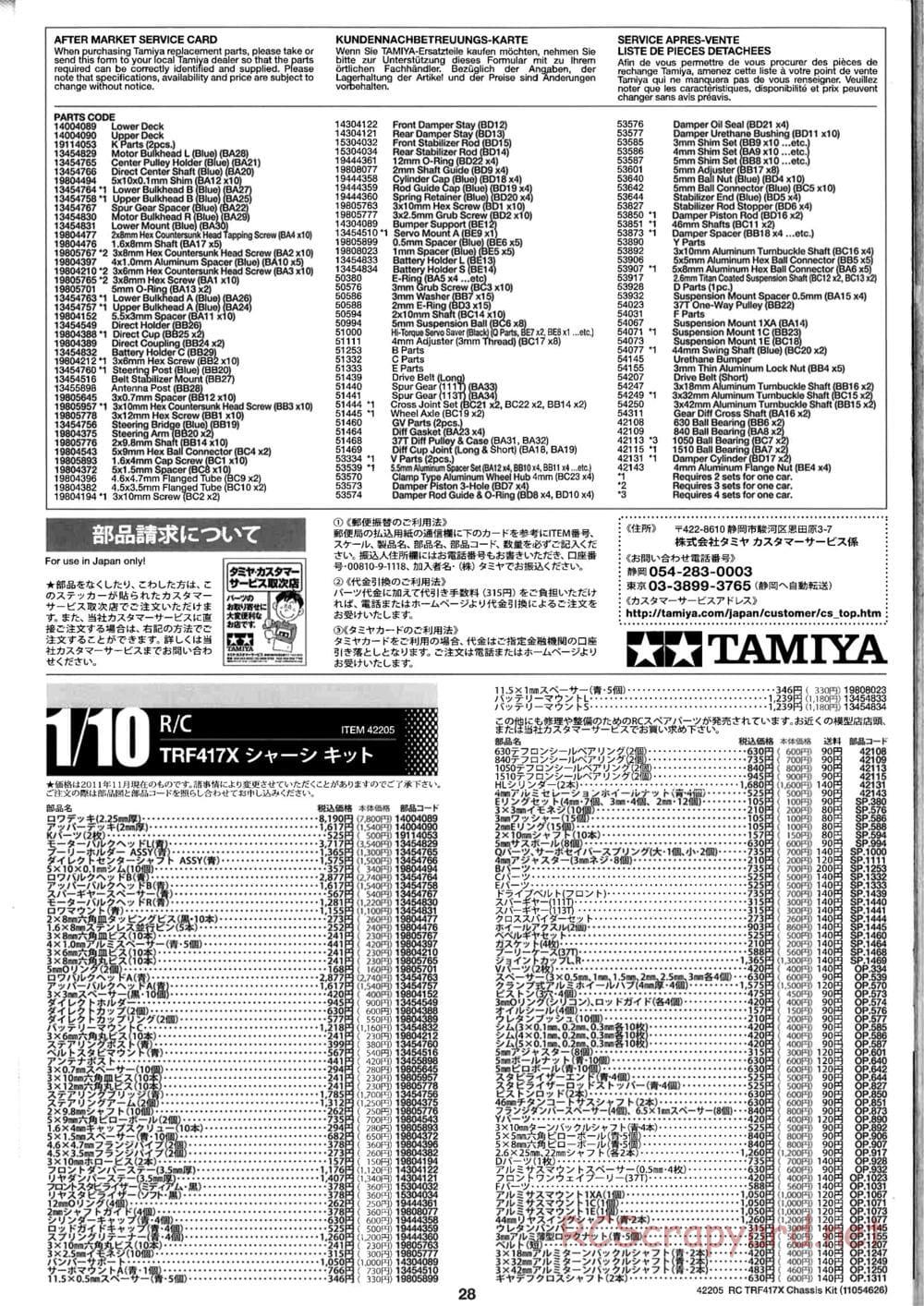 Tamiya - TRF417X Chassis - Manual - Page 28