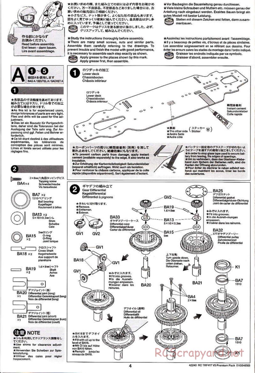 Tamiya - TRF417 V5 Premium Package Chassis - Manual - Page 4