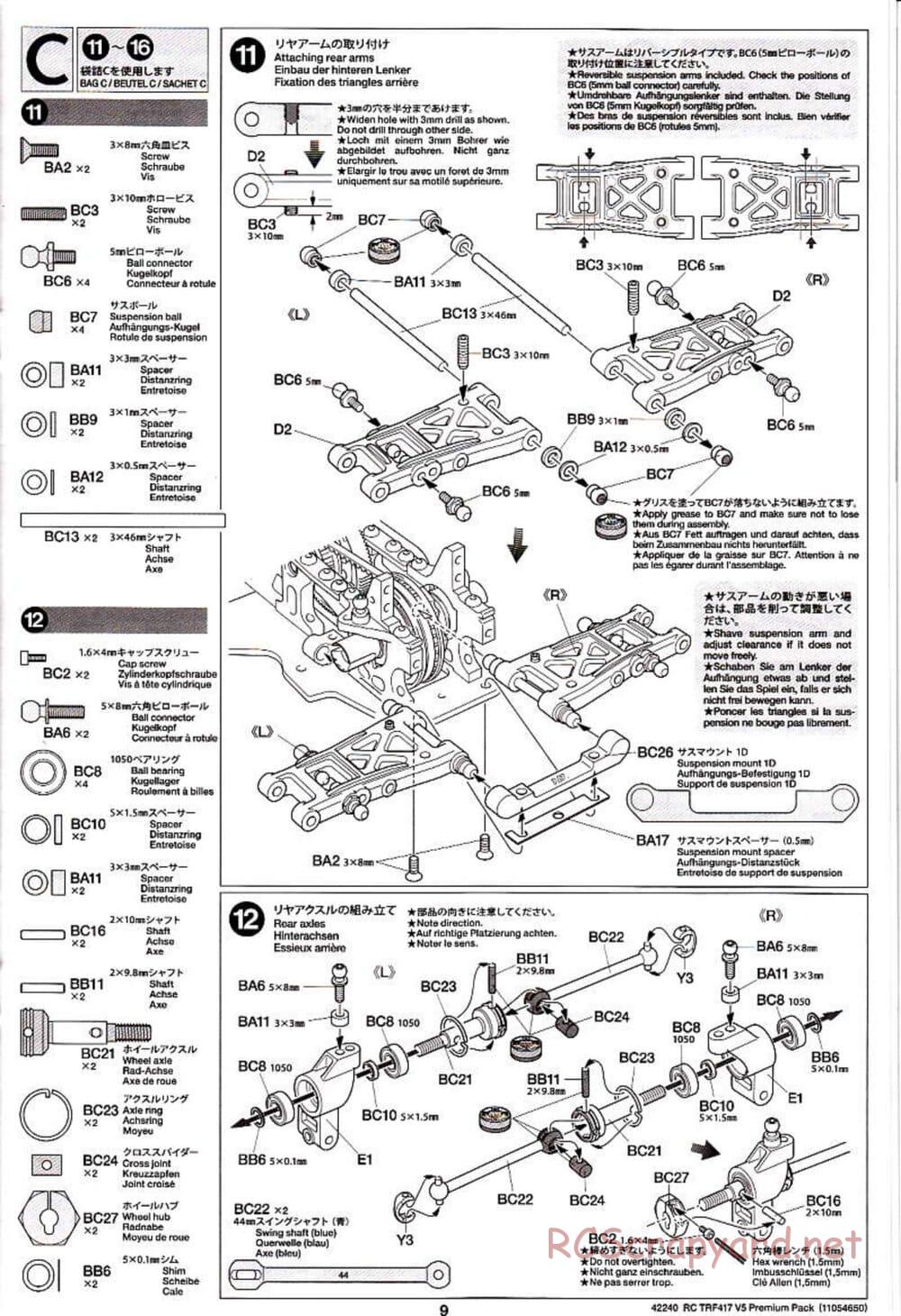 Tamiya - TRF417 V5 Premium Package Chassis - Manual - Page 9