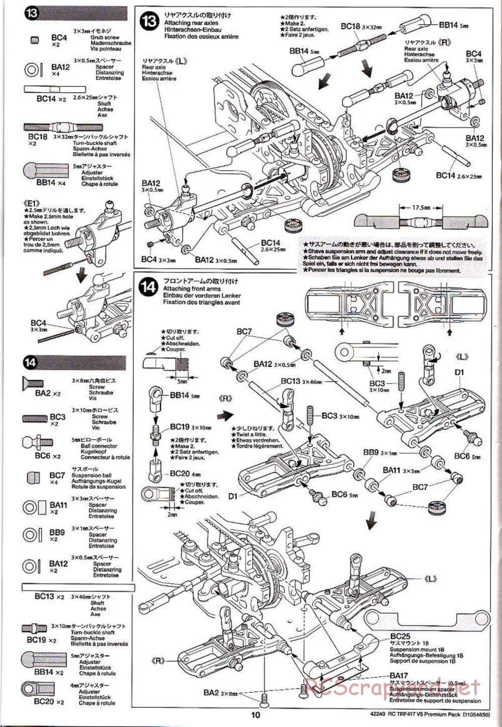 Tamiya - TRF417 V5 Premium Package Chassis - Manual - Page 10
