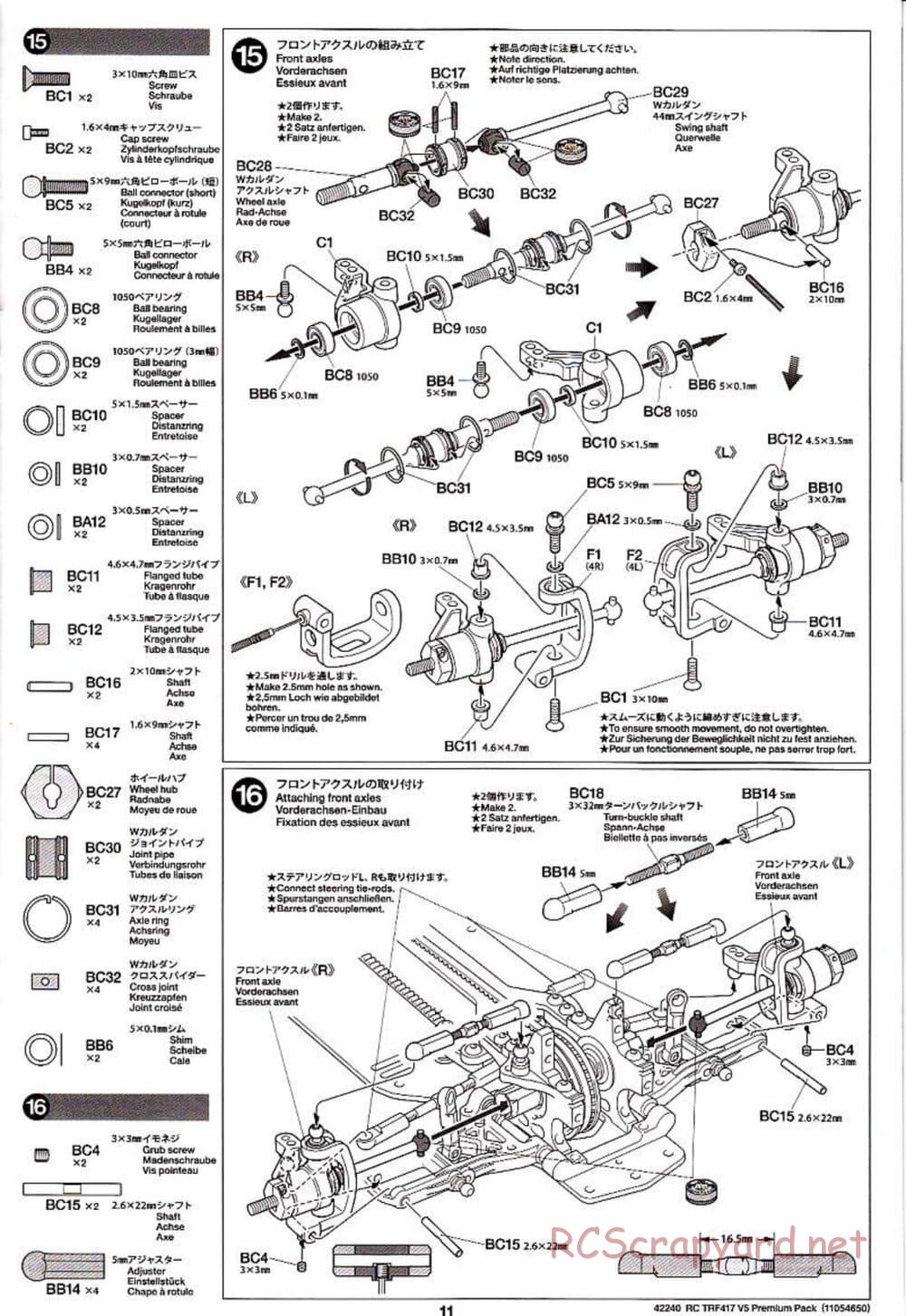 Tamiya - TRF417 V5 Premium Package Chassis - Manual - Page 11