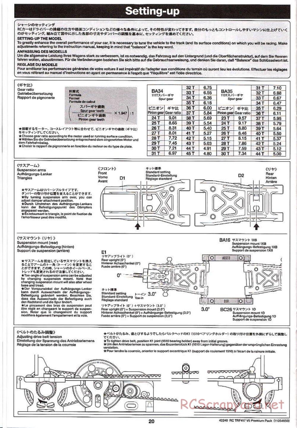 Tamiya - TRF417 V5 Premium Package Chassis - Manual - Page 20