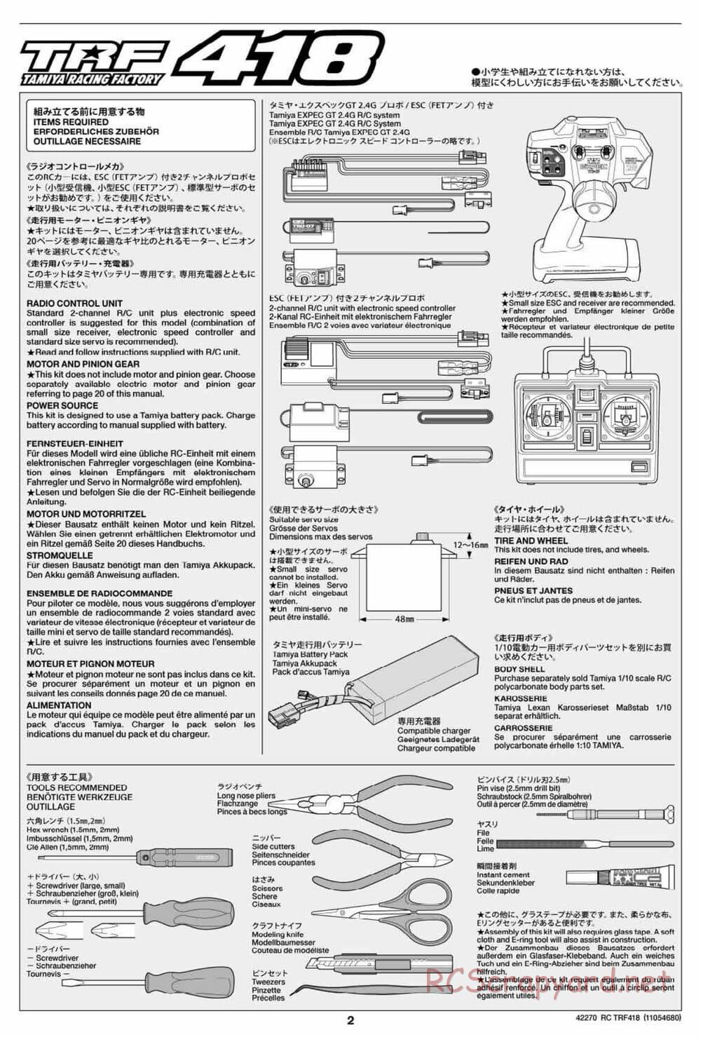 Tamiya - TRF418 Chassis - Manual - Page 2