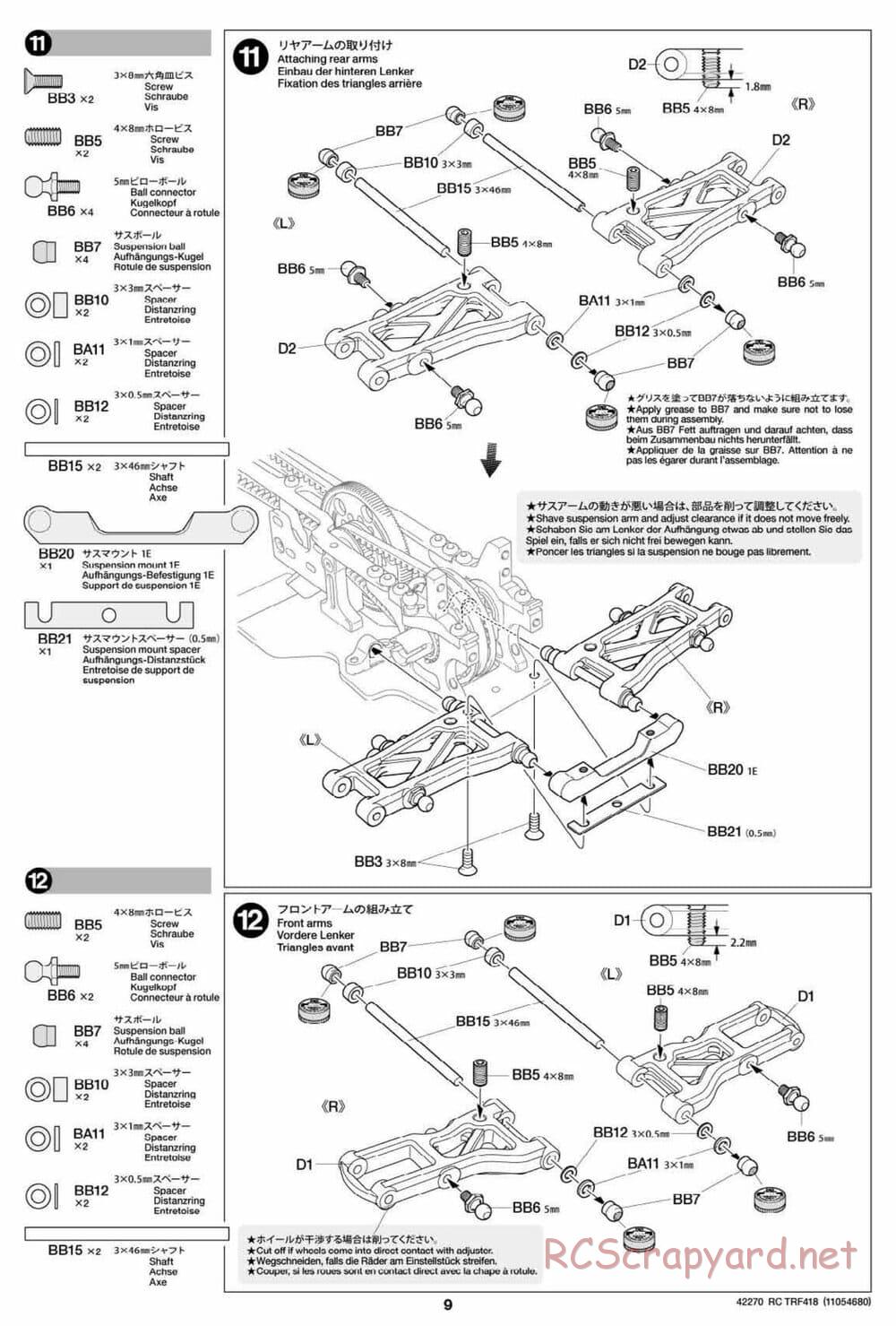 Tamiya - TRF418 Chassis - Manual - Page 9