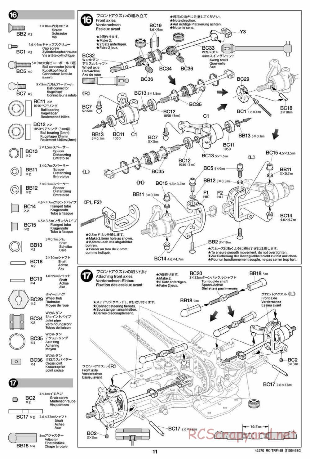 Tamiya - TRF418 Chassis - Manual - Page 11