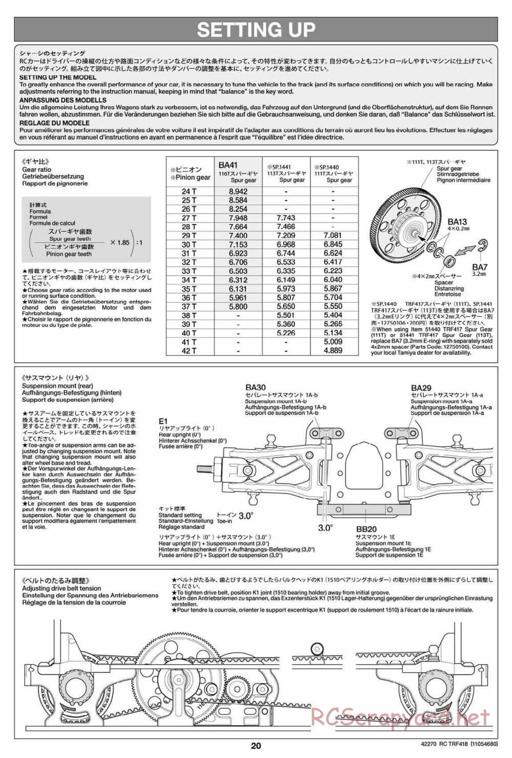 Tamiya - TRF418 Chassis - Manual - Page 20