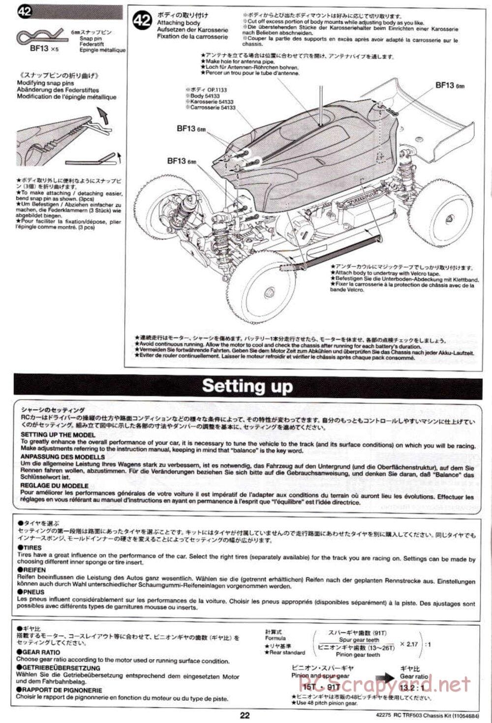 Tamiya - TRF503 Chassis - Manual - Page 22