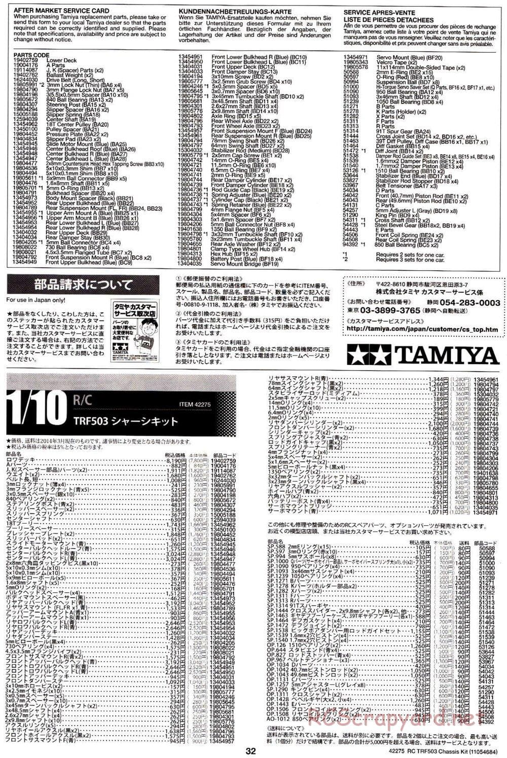 Tamiya - TRF503 Chassis - Manual - Page 32