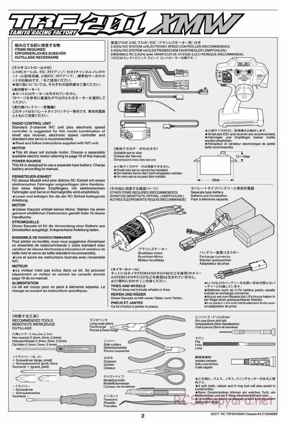 Tamiya - TRF201XMW Chassis - Manual - Page 2