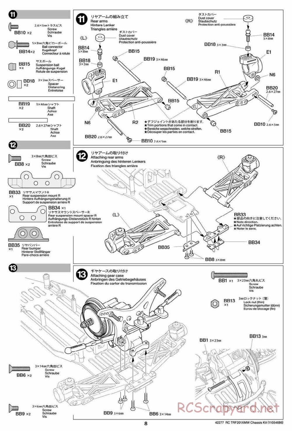 Tamiya - TRF201XMW Chassis - Manual - Page 8