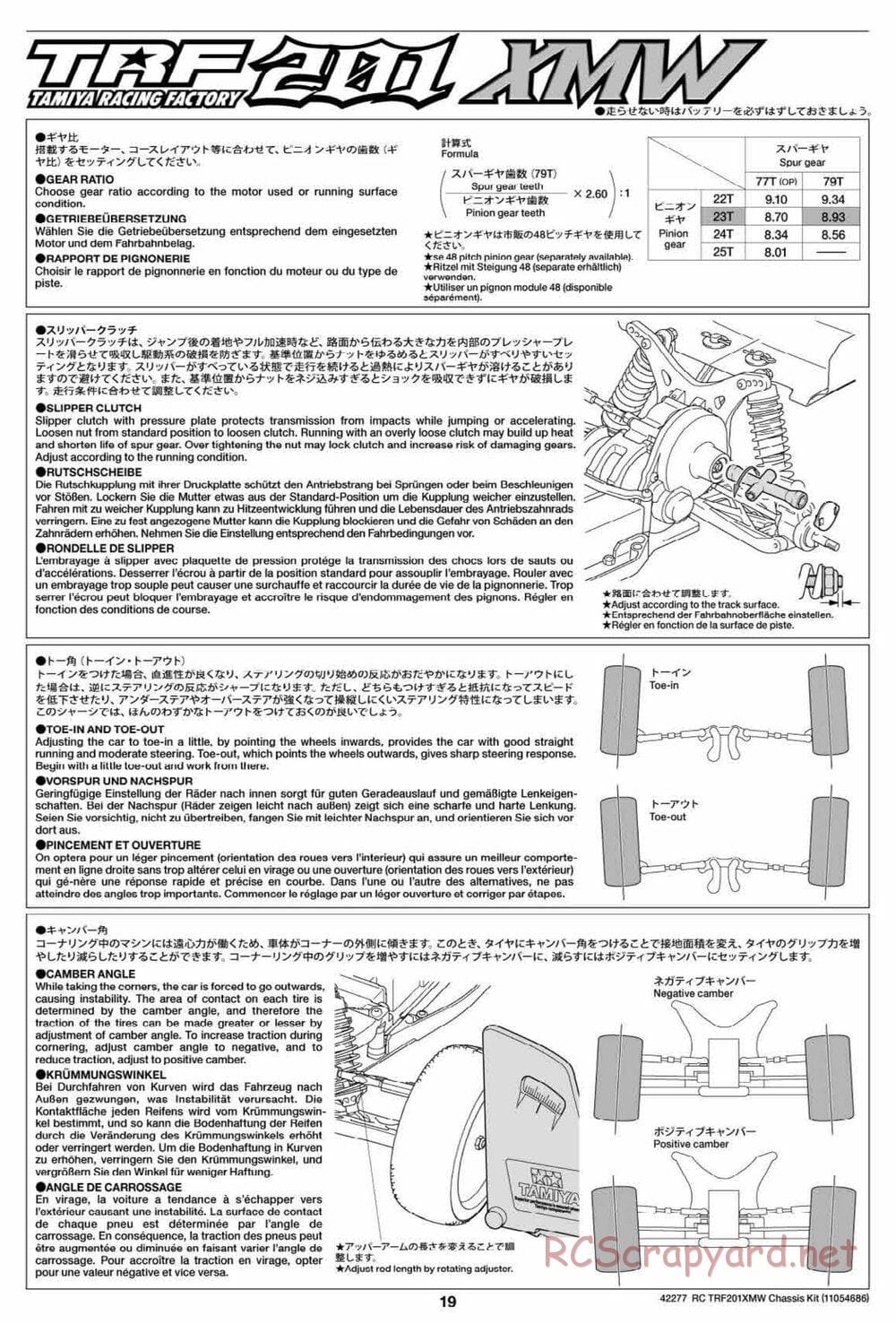 Tamiya - TRF201XMW Chassis - Manual - Page 19