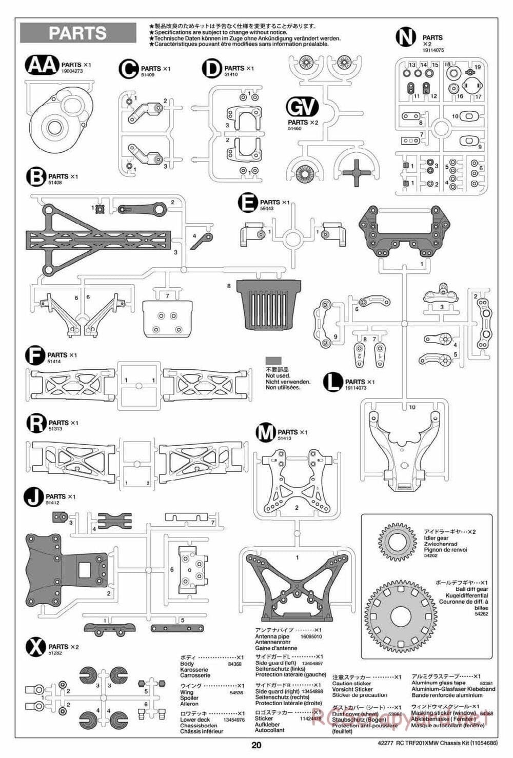 Tamiya - TRF201XMW Chassis - Manual - Page 20