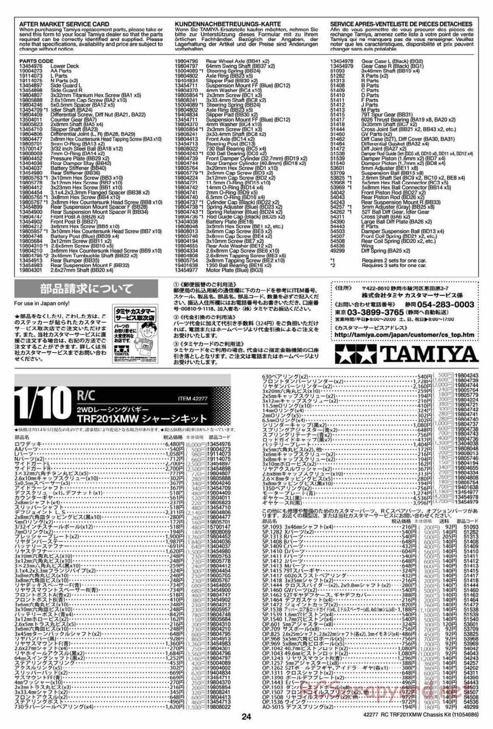 Tamiya - TRF201XMW Chassis - Manual - Page 24