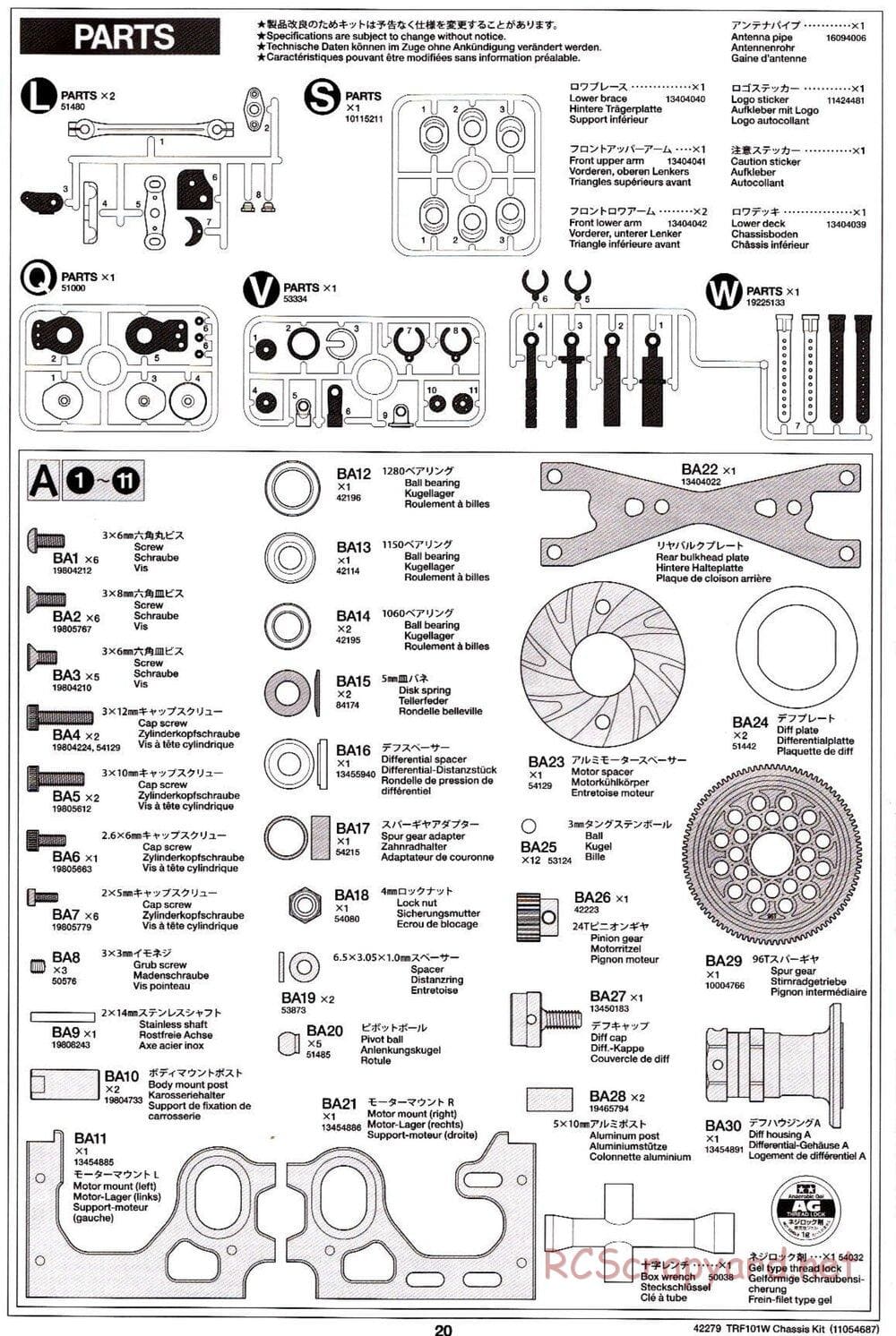 Tamiya - TRF101W Chassis Chassis - Manual - Page 20