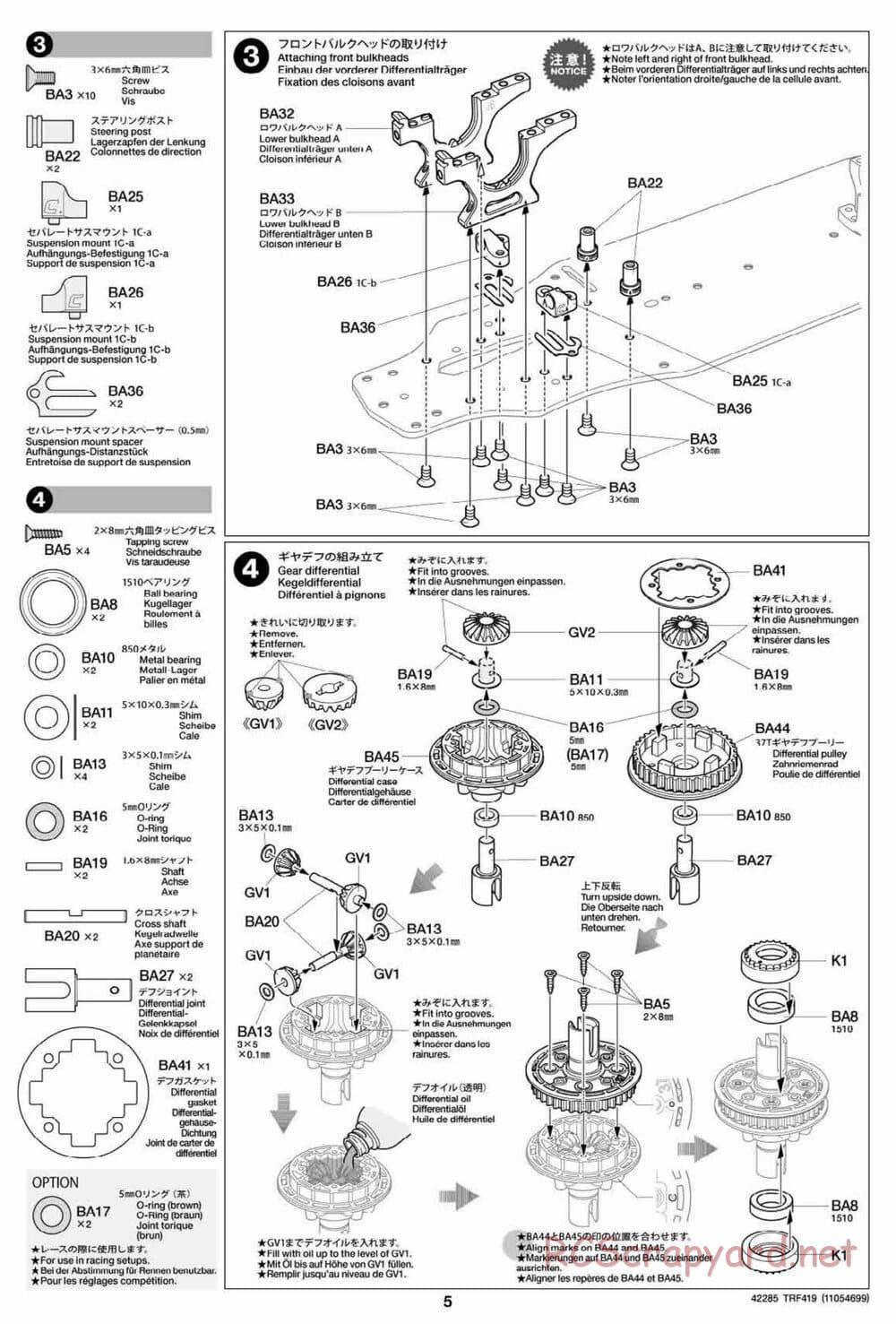 Tamiya - TRF419 Chassis - Manual - Page 5