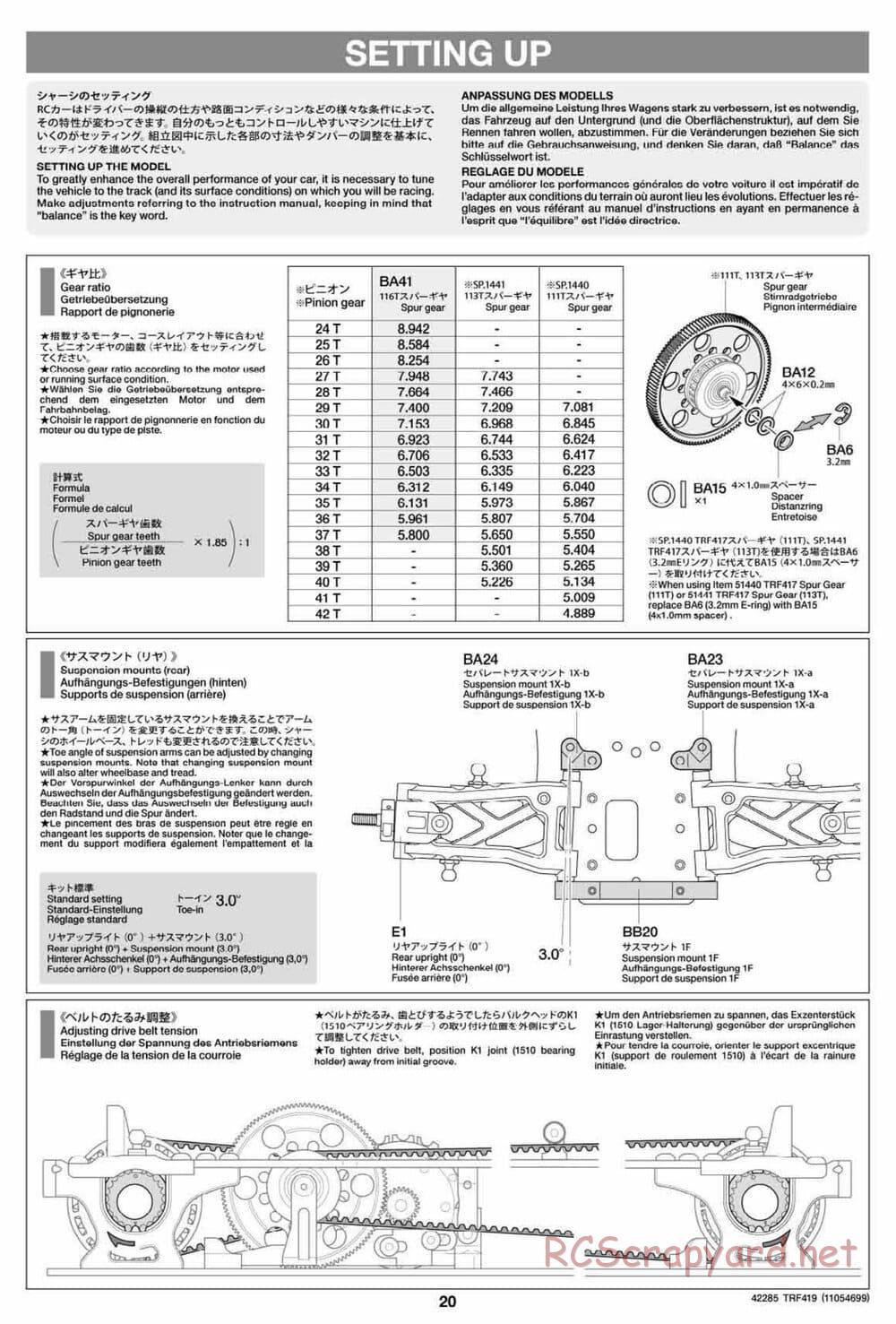 Tamiya - TRF419 Chassis - Manual - Page 20