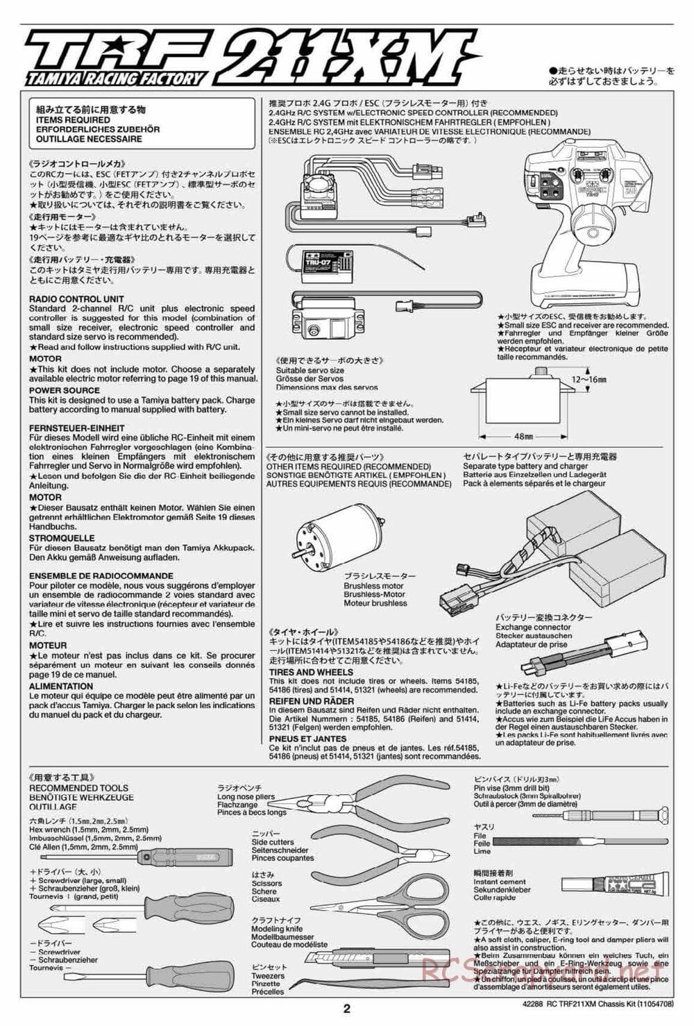 Tamiya - TRF211XM Chassis - Manual - Page 2