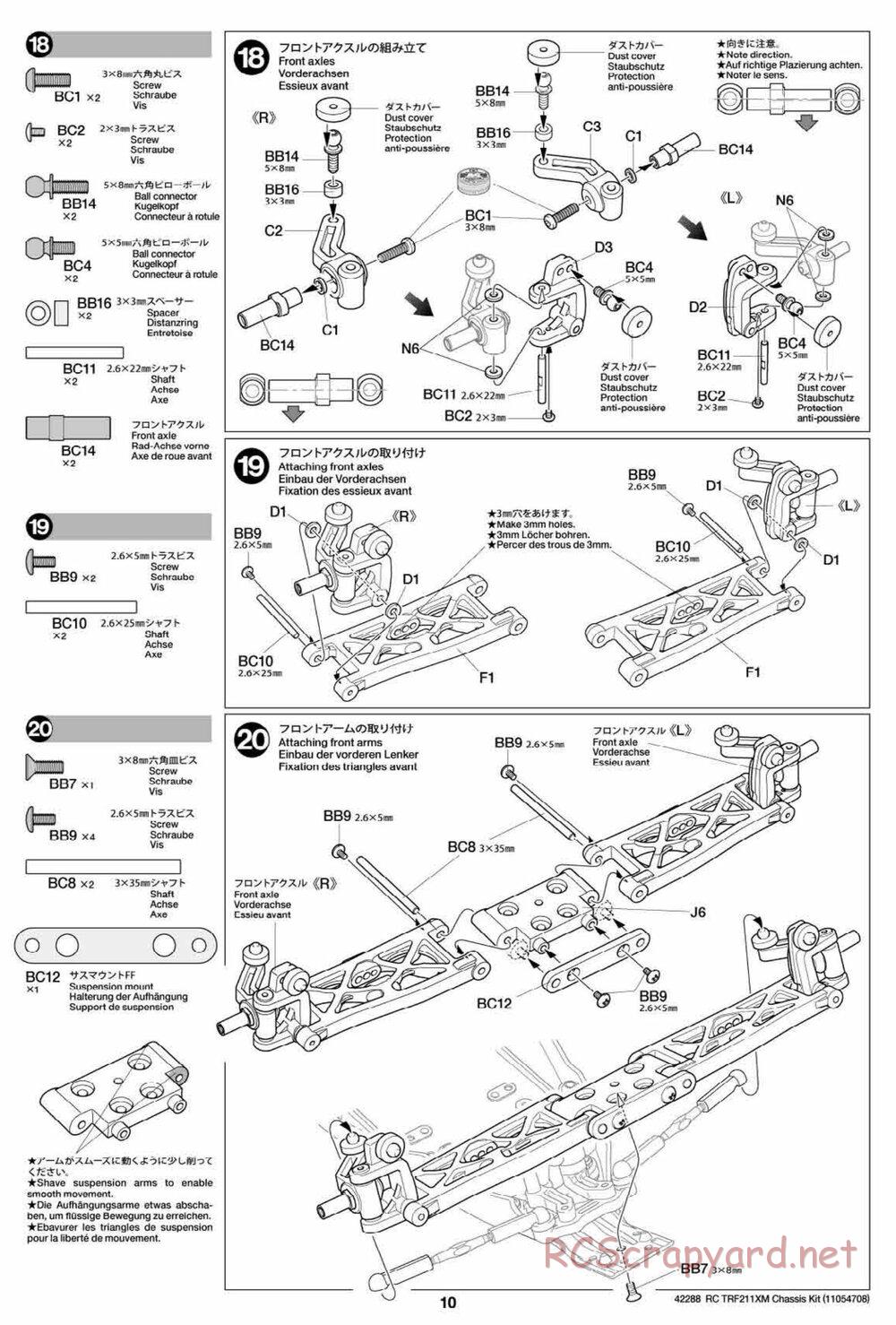 Tamiya - TRF211XM Chassis - Manual - Page 10