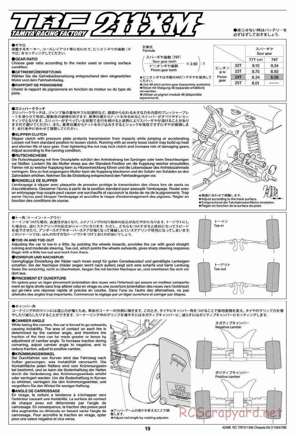 Tamiya - TRF211XM Chassis - Manual - Page 19