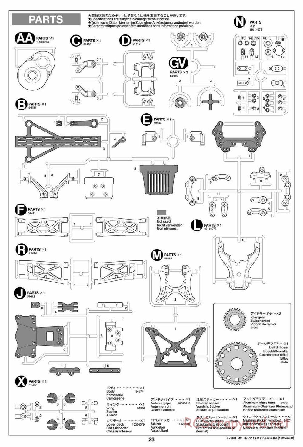 Tamiya - TRF211XM Chassis - Manual - Page 23