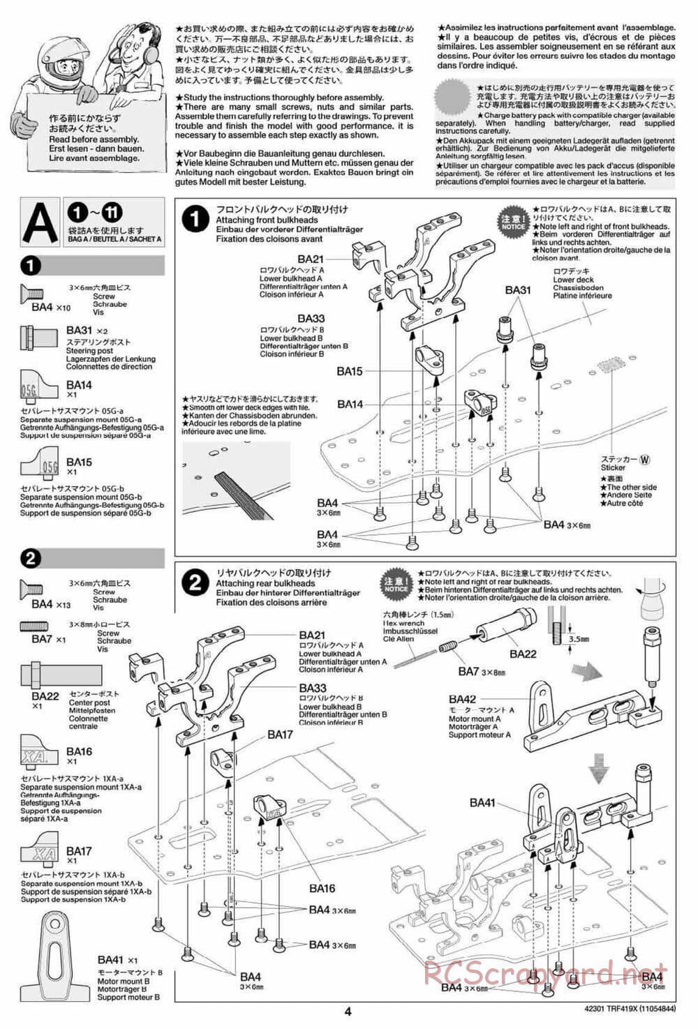 Tamiya - TRF419X Chassis - Manual - Page 4