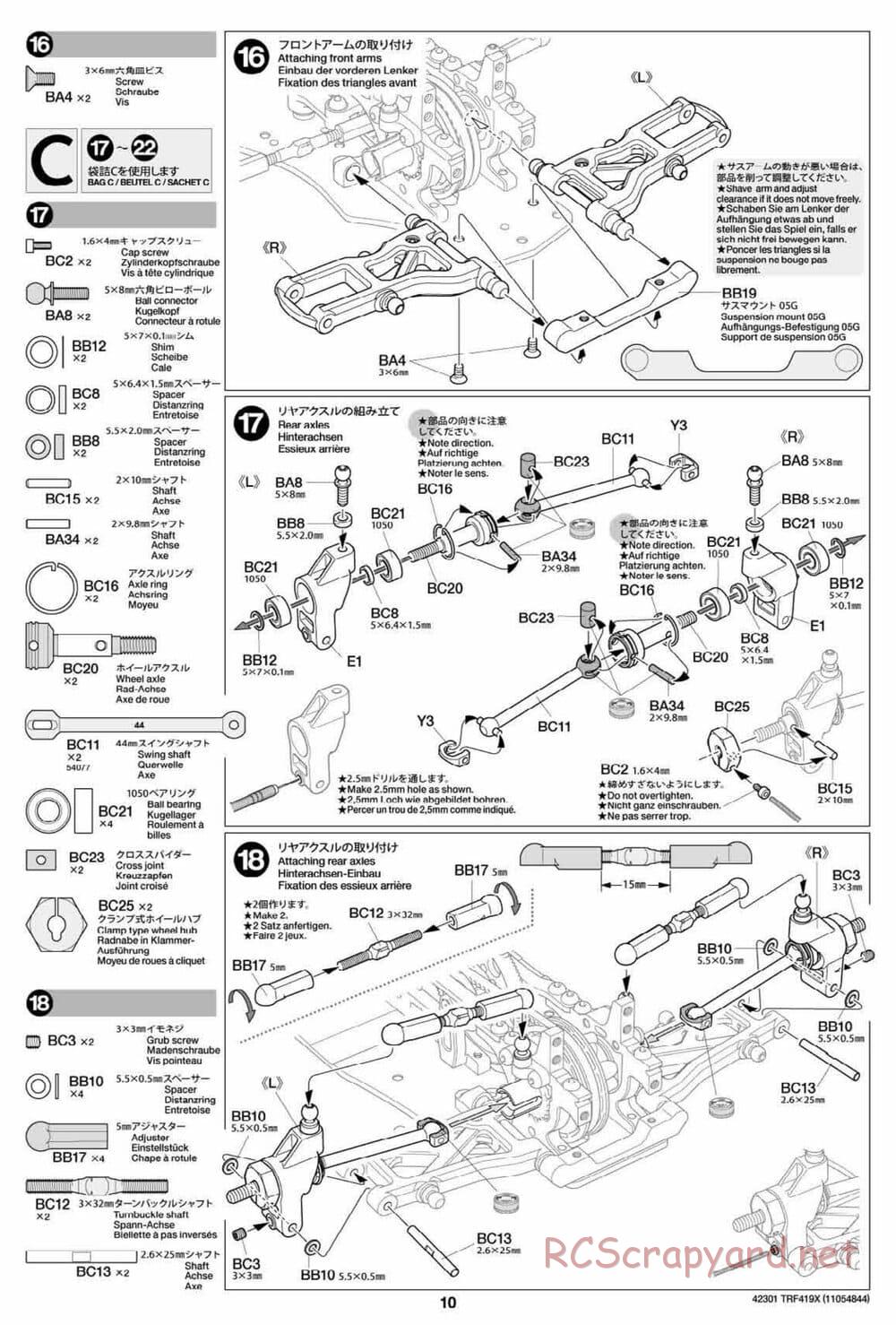 Tamiya - TRF419X Chassis - Manual - Page 10