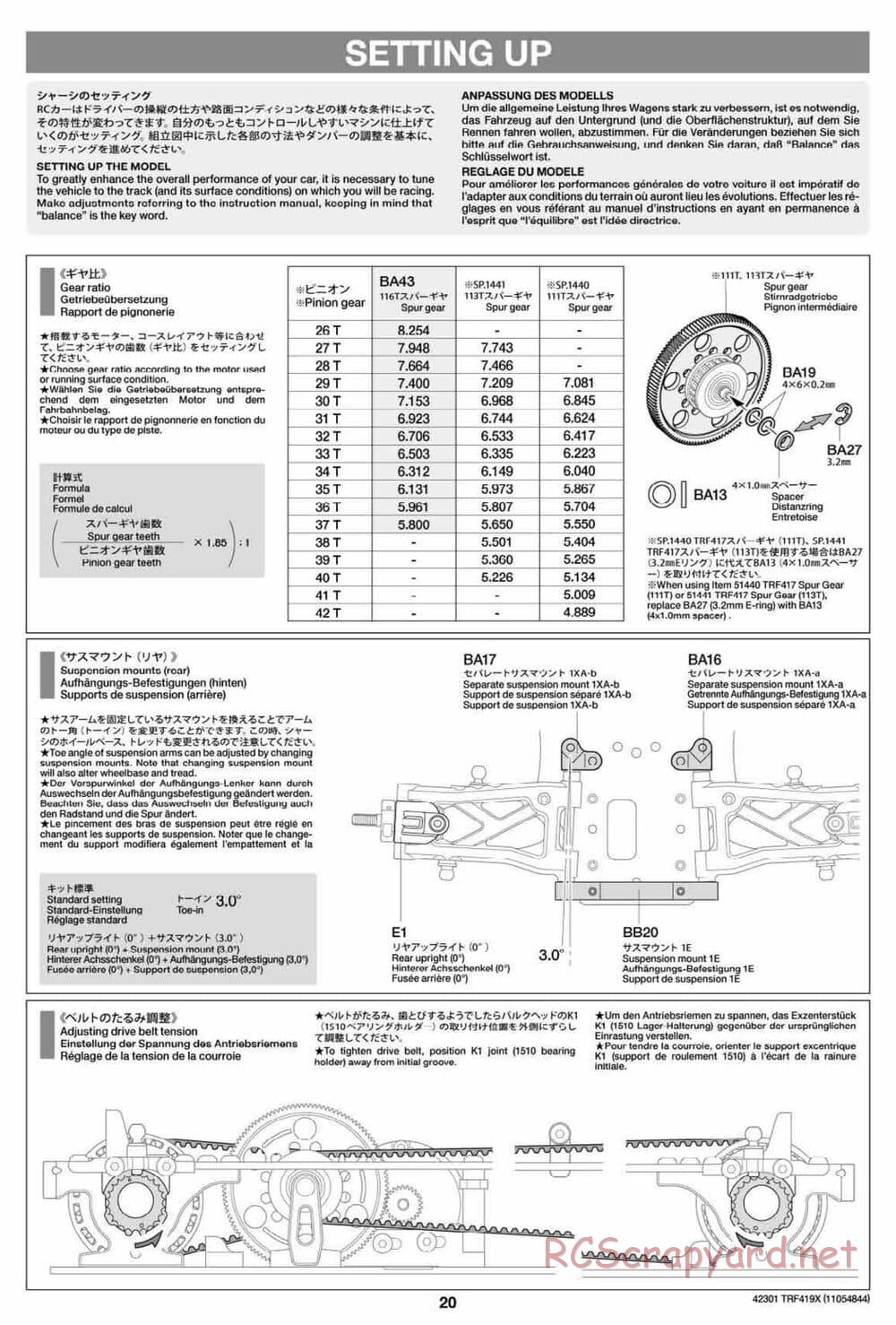 Tamiya - TRF419X Chassis - Manual - Page 20