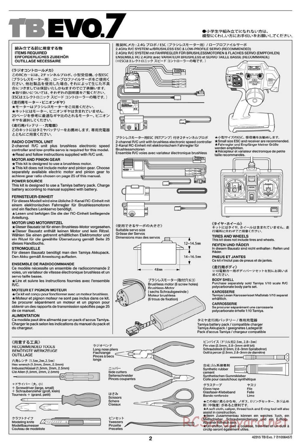 Tamiya - TB Evo.7 Chassis - Manual - Page 2