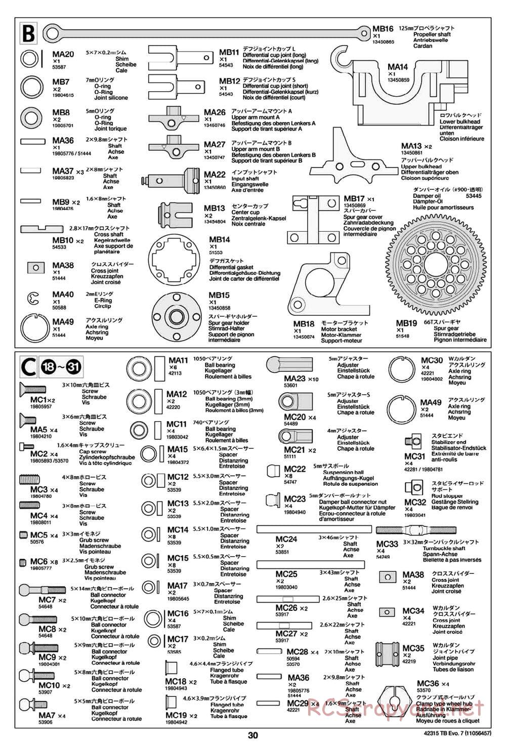 Tamiya - TB Evo.7 Chassis - Manual - Page 30