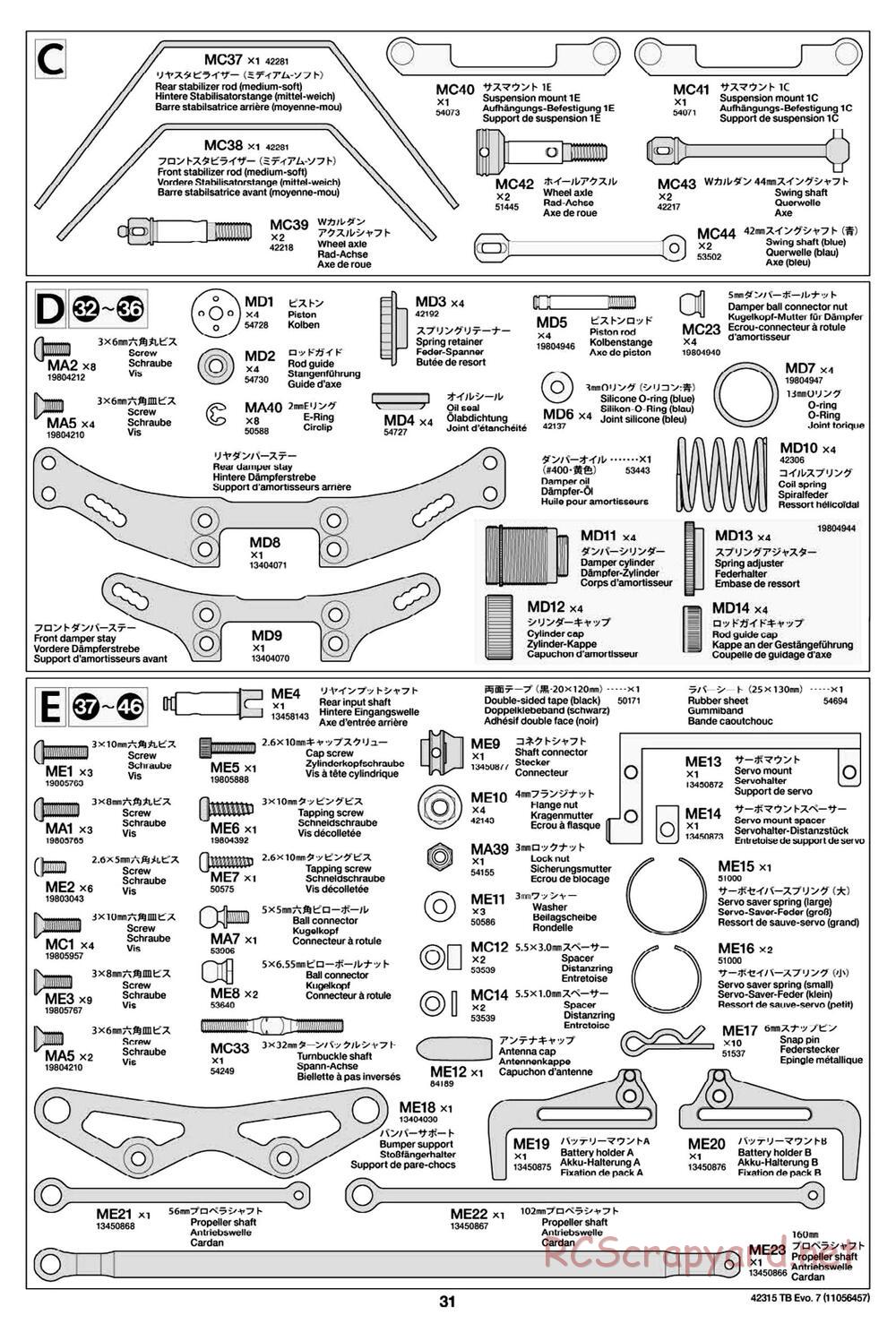 Tamiya - TB Evo.7 Chassis - Manual - Page 31