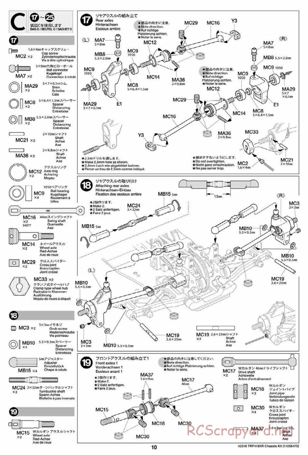 Tamiya - TRF419XR Chassis - Manual - Page 10