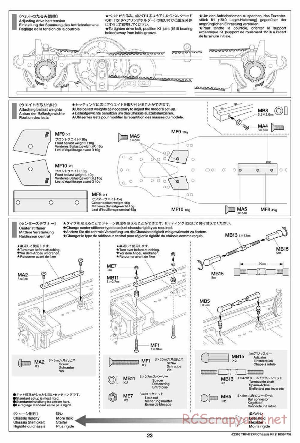 Tamiya - TRF419XR Chassis - Manual - Page 23