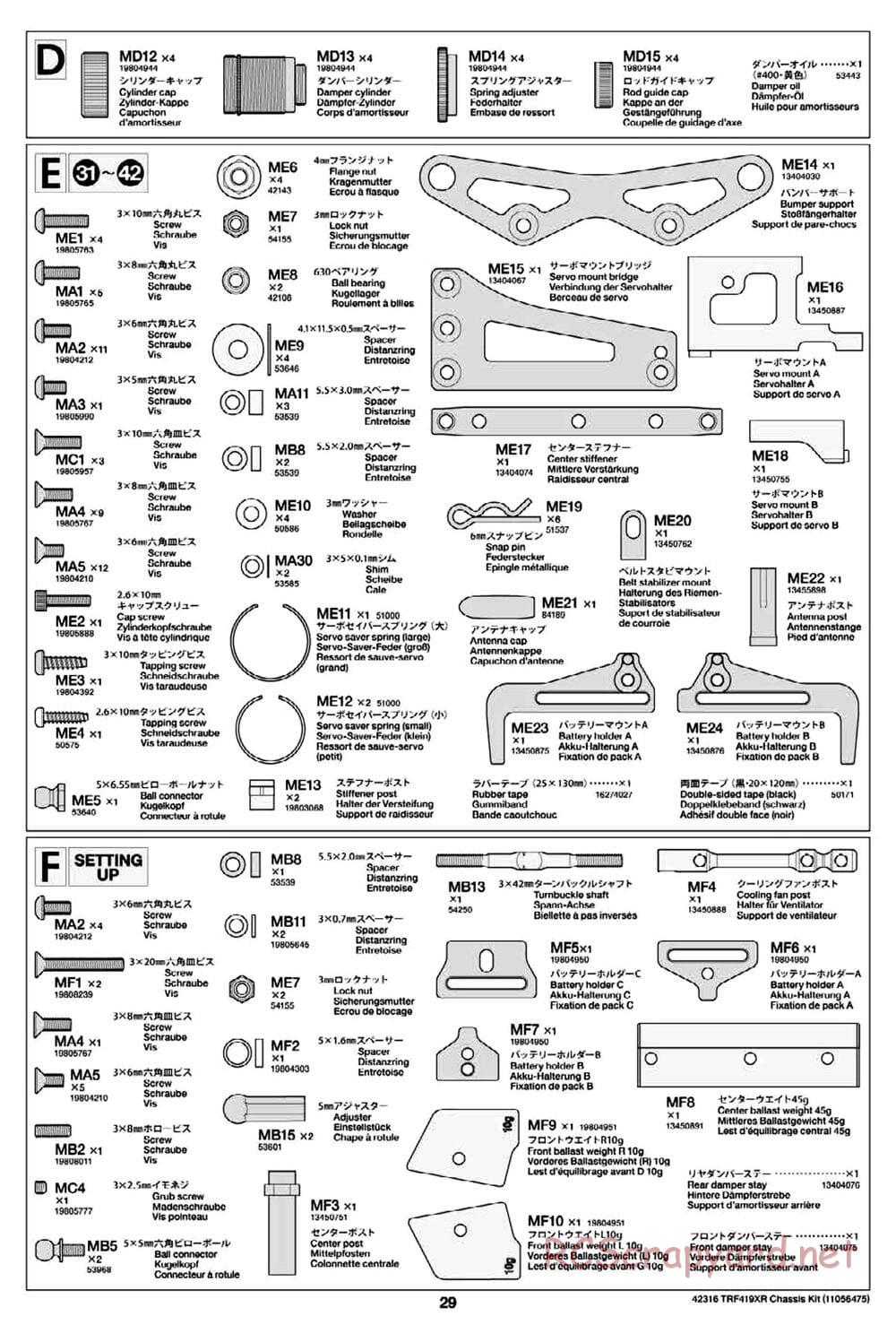 Tamiya - TRF419XR Chassis - Manual - Page 29