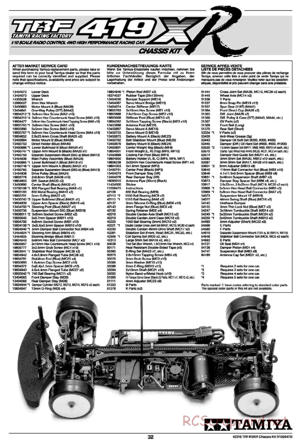 Tamiya - TRF419XR Chassis - Manual - Page 32
