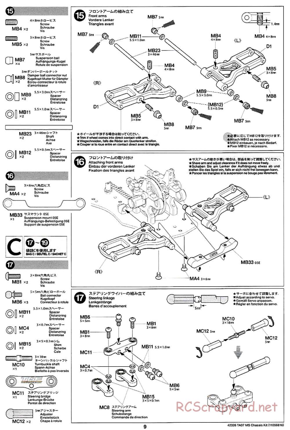 Tamiya - TA07 MS Chassis - Manual - Page 9