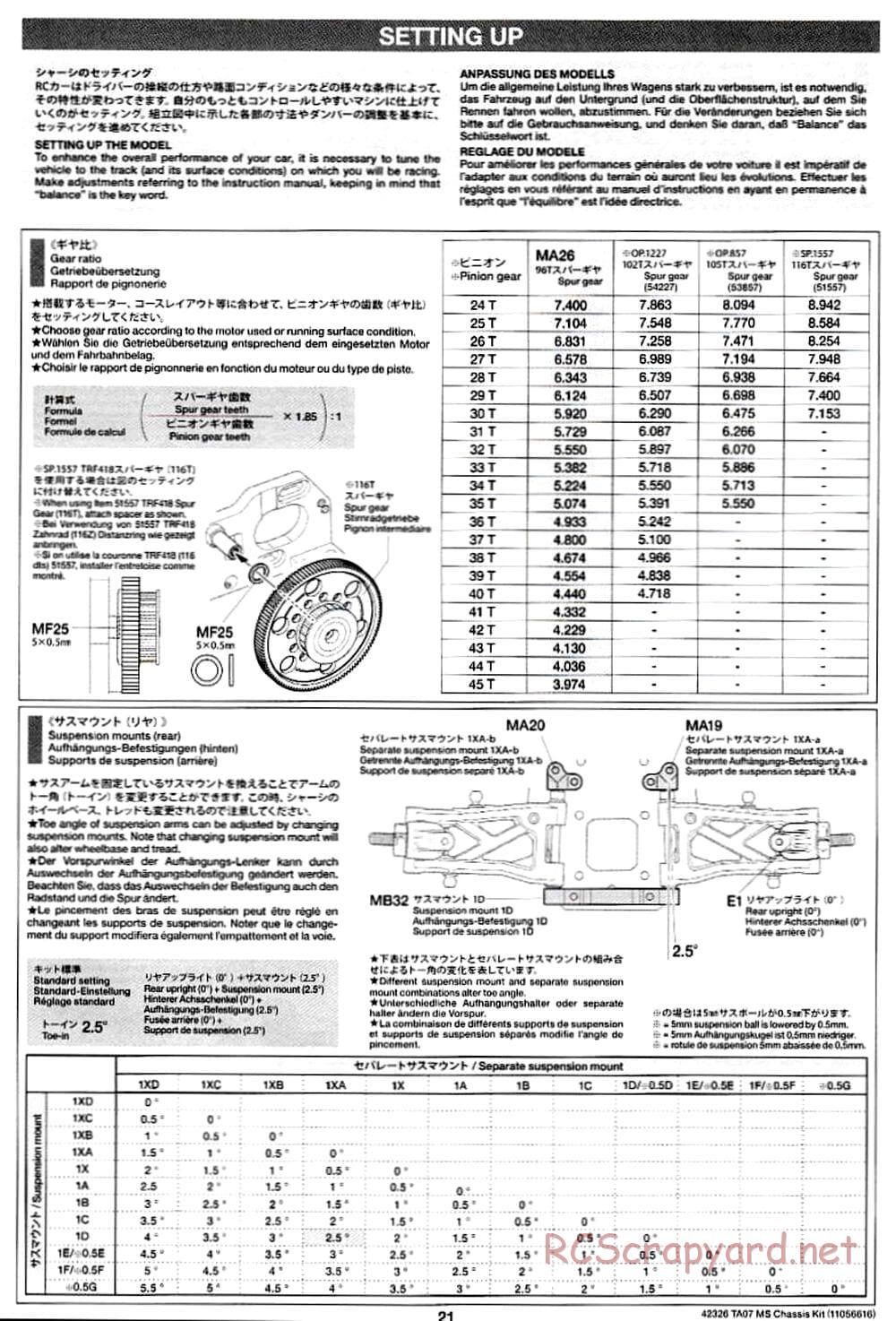 Tamiya - TA07 MS Chassis - Manual - Page 21