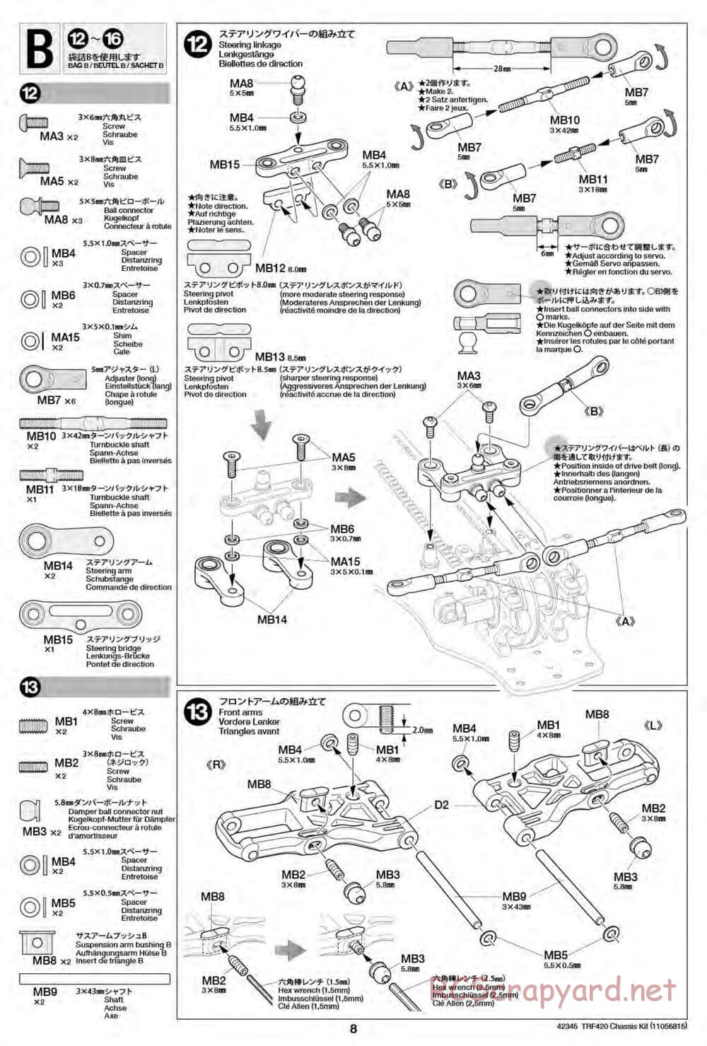 Tamiya - TRF420 Chassis - Manual - Page 8