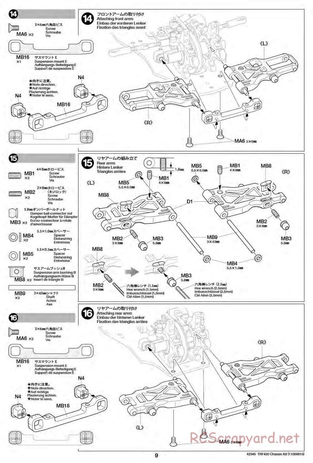 Tamiya - TRF420 Chassis - Manual - Page 9
